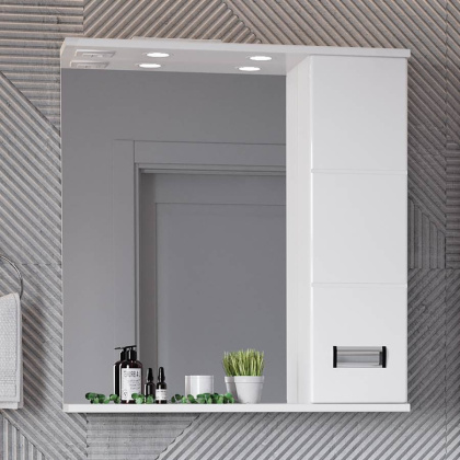 Шкаф-зеркало Onika Балтика 67 белый, правый, с подсветкой