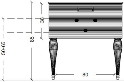Тумба Linea 80 черная + Золото_Комплект 842-080-BG Boheme