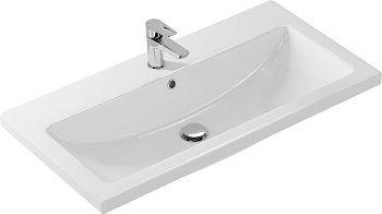 Прямоугольная мебельная раковина COMO с отверстием под смеситель, размером 90 см.