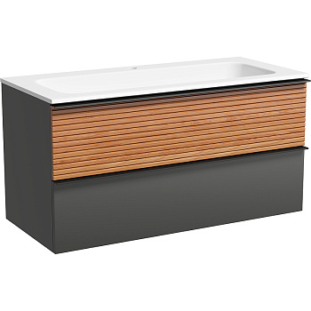 Тумба подвесная SANCOS Delta 995х445х500, c двумя ящиками оснащенными доводчиками, дуб красный/графит , арт. DL100GR