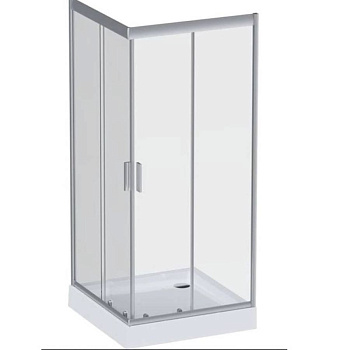 W90UG-403-090MT Душевая кабина Gem Square Slide 90x90 стекло прозрачное, профиль матовый Хром, без п