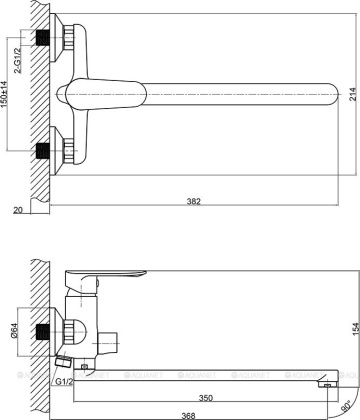 Смеситель Rossinka RS32-32 для ванны универсальный Смеситель Rossinka RS32-32 для ванны универсальный