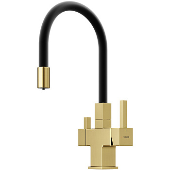 Смеситель для кухни SANCOS Arno с возможностью подключения фильтра для воды, цвет брашированное золото, арт. SC4005BG