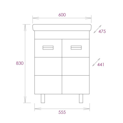 Тумба Onika Балтика-Квадро 60 напольная, белая (ум.Тигода 60)