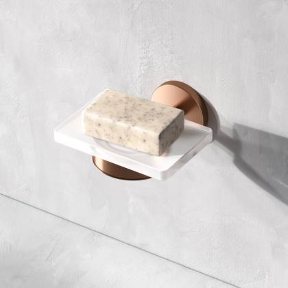 Стеклянная мыльница с настенным держателем, розовое золото A85A34244