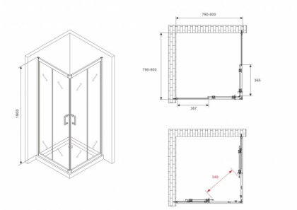 Душевой уголок ABBER Schwarzer Diamant AG02080B5