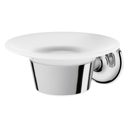 Стеклянная мыльница A8034200 Like с настенным держателем, 5,5х11,3х12,5 см, хром