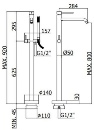 Смеситель для ванны Paffoni Light LIG032ST сталь Смеситель для ванны Paffoni Light LIG032ST сталь