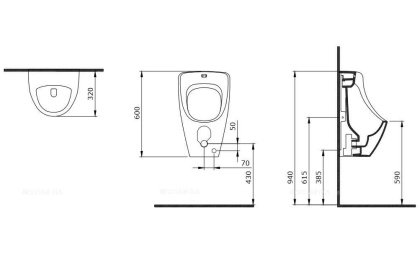 Писсуар подвесной Bocchi Taormina Arch  скрытый подвод воды 1383-002-0131 матовый белый, шт
