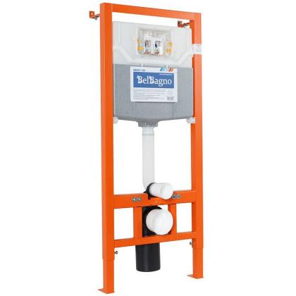 Инсталляция BelBagno 120 для подвесного унитаза, 1150х500х120 мм, со смывным бачком скрытого монтажа, фронтальное управление, крепление к стене в комп