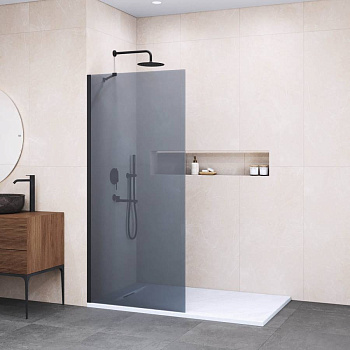 Душевая перегородка 80*195 RGW WA-110-B Чёрный/Тонированное(серое)/8 мм