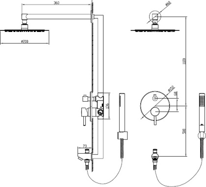 Душевая система RGW Shower Panels SP-52 В 21140852-04 Черная Душевая система RGW Shower Panels SP-52 В 21140852-04 Черная