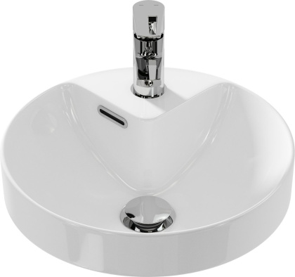 Круглая встраиваемая раковина CREA на столешницу с отверстием под смеситель, диаметром 38 см.