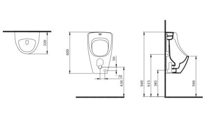 Писсуар подвесной Bocchi Taormina Arch наружный подвод воды 1383-001-0130 белый
