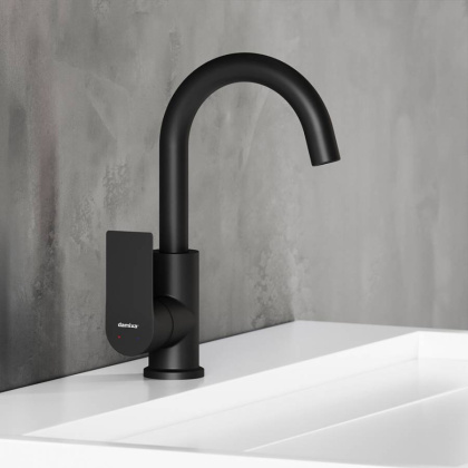 470220300 Apollo Смеситель для умывальника с поворотным изливов, черный 470220300 Apollo Смеситель для умывальника с поворотным изливов, черный