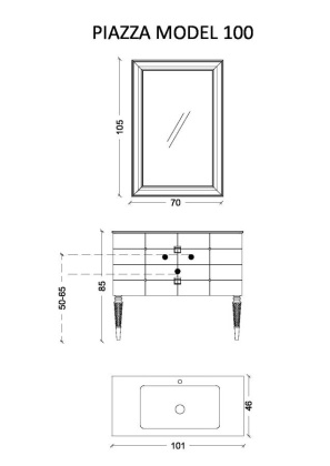 Тумба Piazza 100 черная + Хром_Комплект 841-100-BCR Boheme