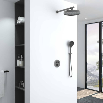 Душевой комплект Inspire VSFW-3I22MT2GM встраиваемый, термостат, двухрежимный, вороненая сталь Душевой комплект Inspire VSFW-3I22MT2GM встраиваемый, термостат, двухрежимный, вороненая сталь