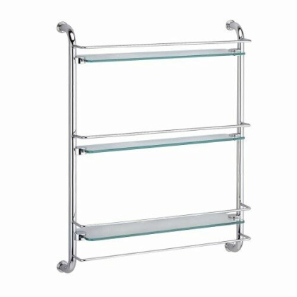 Полка стеклянная тройная, 51х63,6х16 см, хром, K-2033