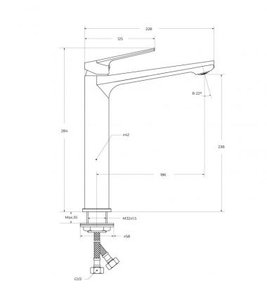 COMFORT-LC-01-W0 Смеситель для накладных раковин однорычажный, без донного клапана, хром