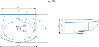 Раковина ROSA Уют 45