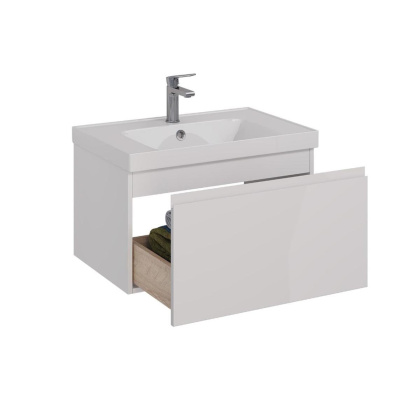 Тумба Lemark VEON MINI 70см под 1 раковину, подвесная,1 ящик, цвет корпуса, фасада: Белый глянец Тумба Lemark VEON MINI 70см под 1 раковину, подвесная,1 ящик, цвет корпуса, фасада: Белый глянец