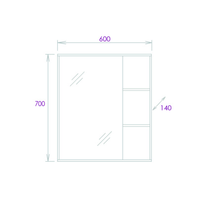 Шкаф-зеркало Onika Тимбер 60 дуб сонома, универсальный