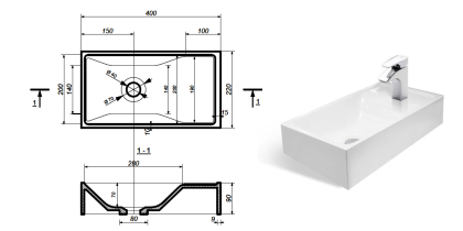 Раковина "Mini silk" 400х220