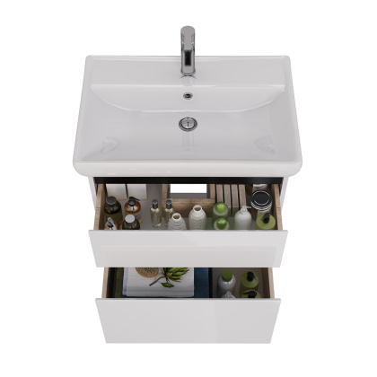 Тумба Lemark COMBI 70см под 1 раковину, подвесная/напольная, 2 ящика, цвет планки: Чёрный, цвет корпуса, фасада: Белый глянец Тумба Lemark COMBI 70см под 1 раковину, подвесная/напольная, 2 ящика, цвет планки: Чёрный, цвет корпуса, фасада: Белый глянец