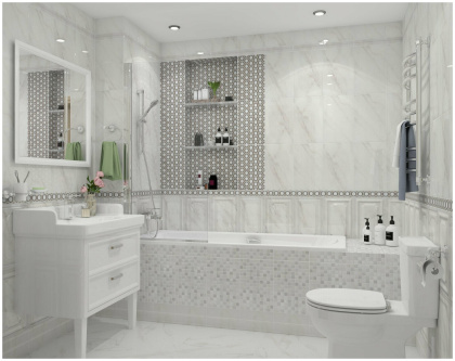 Плитка настенная 6343 Гран Пале белый (25см*40см*8мм) (11шт/1,1м2) , м2