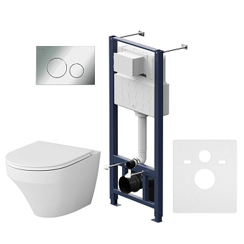 IS49051.501700 Инсталляция с клавишей Pro L глянец. Хром с подвесным унитазом Inspire FlashClean с сид м/л