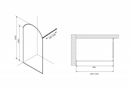 Душевая перегородка ABBER Immer Offen AG64100BN8