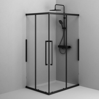 W84G-403-12090-BТ Душевое ограждение Func Square Slide 120х90, Черный, прозрачное