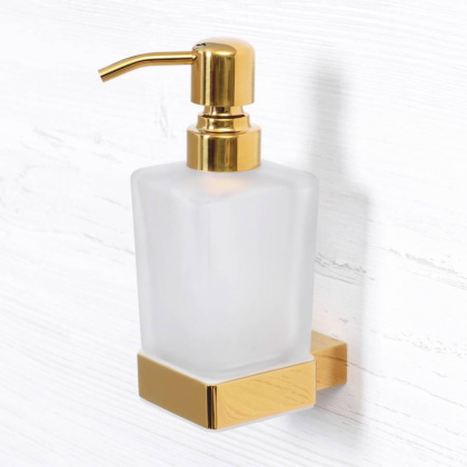 Дозатор для жидкого мыла Sauer , 6,3х15,7х10,5 см, цвет белый и золото, K-7999