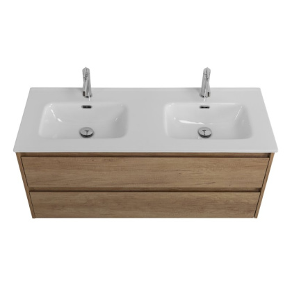 Тумба с раковиной на две чаши подвесная BelBagno KRAFT 120 Rovere Nebrasca Nature , раковина белая