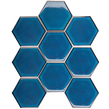 Керамическая мозаика, Hexagon big Deep Blue Glossy 95x110, Geometry Керамическая мозаика, Hexagon big Deep Blue Glossy 95x110, Geometry