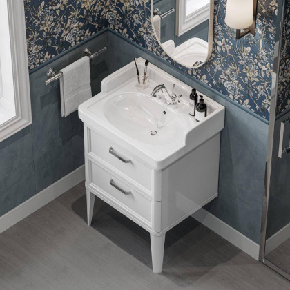 PO.M.60.2\WHT Тумба POMPEI напольная с 2 ящиками 60, белая глянцевая PO.M.60.2\WHT Тумба POMPEI напольная с 2 ящиками 60, белая глянцевая