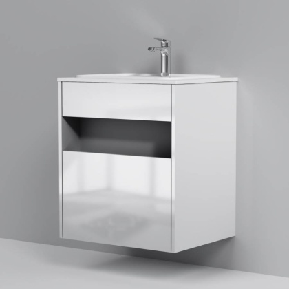 База под раковину с нишей и 1 ящиком, 60 см, белый глянец, универсальная M8FFUX0601WG База под раковину с нишей и 1 ящиком, 60 см, белый глянец, универсальная M8FFUX0601WG