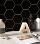 Керамическая мозаика, Hexagon Big Black Matt 95x110, Geometry
