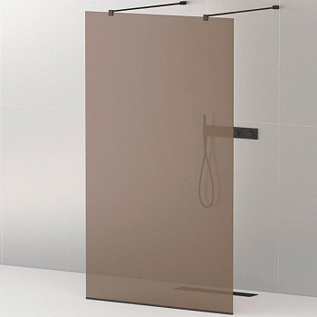 LIBERTA-L-2-100-120-BR-NERO Душевая перегородка с возможностью двустороннего входа, стекло бронза, профиль чёрный, 1000x1200x1950 мм