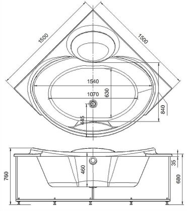 Ванна  Эпсилон пустая с фр.экр. (вклеенный каркас)