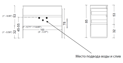 Тумба без раковины Vallessi 100*46cm Grey Stone 2 полки 837-100-GS Boheme