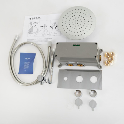 CZR-B-VDIM-30-T-01 Душевая система встраиваемого монтажа с термостатическим смесителем с верхним и ручным душем, верхний душ из ABS диаметр 300 мм Исполнение: Хром 