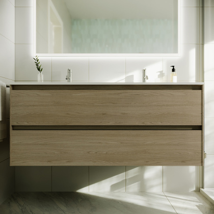 Тумба подвесная SANCOS Cento 1190х450х500, c двумя ящиками оснащенными доводчиками, карпатская ель, арт. CN120-2KE Тумба подвесная SANCOS Cento 1190х450х500, c двумя ящиками оснащенными доводчиками, карпатская ель, арт. CN120-2KE