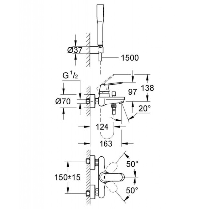 Смеситель для ванны Grohe Eurosmart Cosmopolitan 32832000 хром Смеситель для ванны Grohe Eurosmart Cosmopolitan 32832000 хром