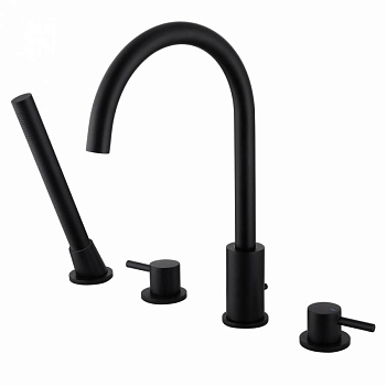 Смеситель ABBER Wasser Kreis AF8113B на борт ванны, черный матовый Смеситель ABBER Wasser Kreis AF8113B на борт ванны, черный матовый