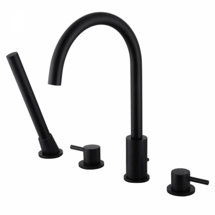 Смеситель ABBER Wasser Kreis AF8113B на борт ванны, черный матовый Смеситель ABBER Wasser Kreis AF8113B на борт ванны, черный матовый
