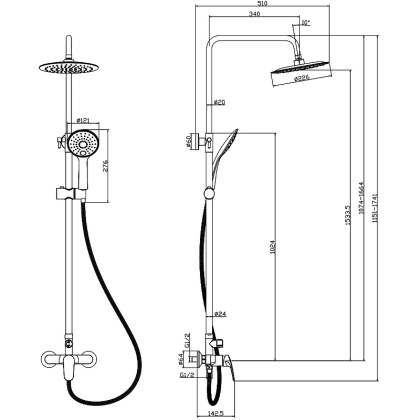 Смеситель Rossinka RS45-45 для душа с регулируемой высотой штанги и лейкой "Тропический дождь" Смеситель Rossinka RS45-45 для душа с регулируемой высотой штанги и лейкой "Тропический дождь"