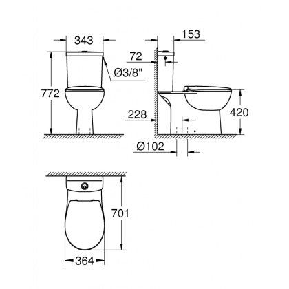 Унитаз напольный безободковый GROHE Bau Ceramic со смывным бачком и сиденьем с микролифтом (выпуск в пол), альпин-белый (39346000) Унитаз напольный безободковый GROHE Bau Ceramic со смывным бачком и сиденьем с микролифтом (выпуск в пол), альпин-белый (39346000)