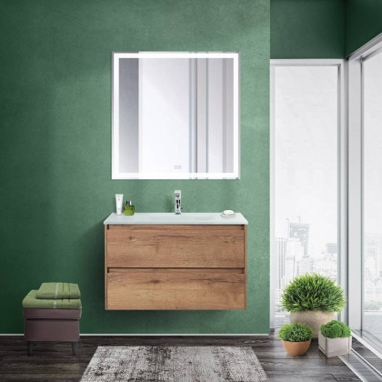 Тумба с раковиной подвесная BelBagno KRAFT 80 Rovere Nebrasca Nature, раковина белая