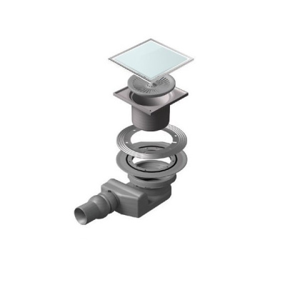 13000093 Точечный трап 150х150 мм Confluo Standard White Glass 1,белое стекло, с рамкой Исполнение: Хром 